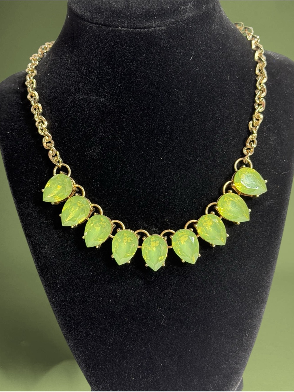 Natasha Collar Necklace Green Teardrops Magical Fairycore Boho Chic